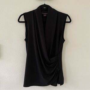 Hayley Matthews Black Sleeveless Drape Top